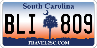 SC license plate BLI809