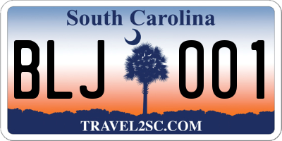 SC license plate BLJ001