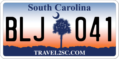 SC license plate BLJ041