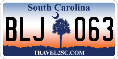 SC license plate BLJ063