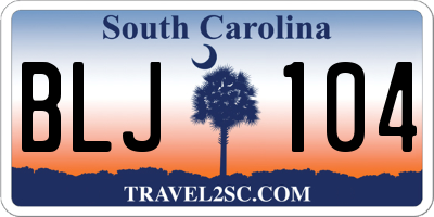 SC license plate BLJ104