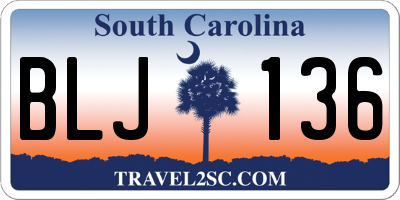 SC license plate BLJ136