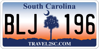 SC license plate BLJ196