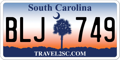 SC license plate BLJ749