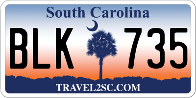 SC license plate BLK735