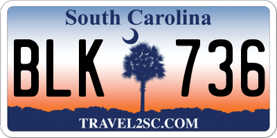 SC license plate BLK736