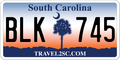 SC license plate BLK745