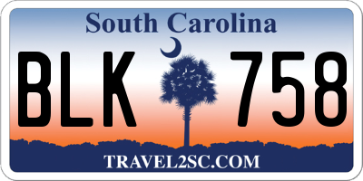 SC license plate BLK758