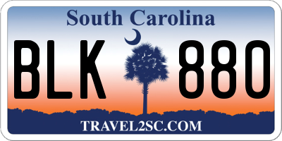 SC license plate BLK880