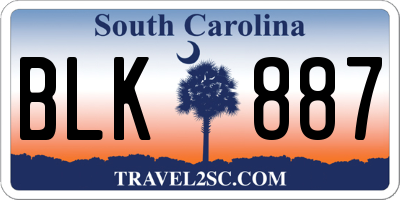 SC license plate BLK887