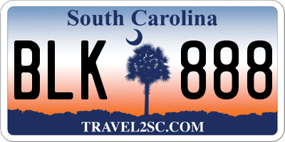 SC license plate BLK888