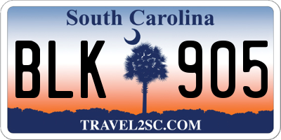 SC license plate BLK905