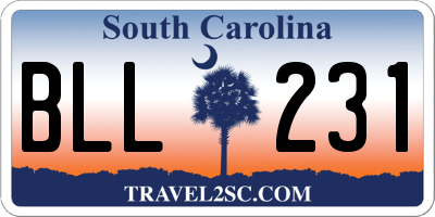SC license plate BLL231