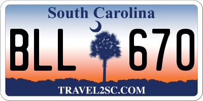 SC license plate BLL670