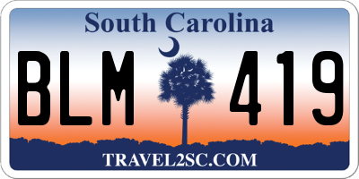 SC license plate BLM419