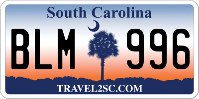 SC license plate BLM996