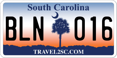 SC license plate BLN016