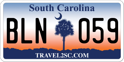 SC license plate BLN059