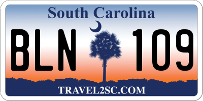 SC license plate BLN109