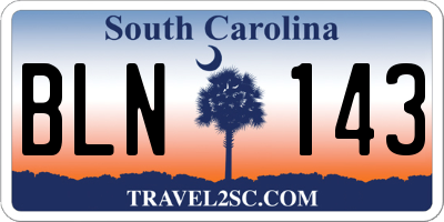 SC license plate BLN143