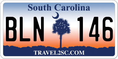 SC license plate BLN146
