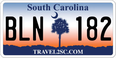 SC license plate BLN182