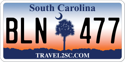 SC license plate BLN477