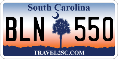 SC license plate BLN550