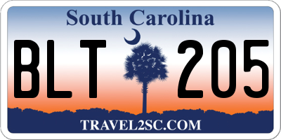 SC license plate BLT205
