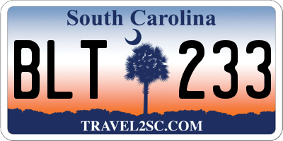 SC license plate BLT233