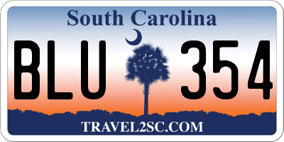 SC license plate BLU354