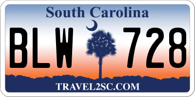 SC license plate BLW728