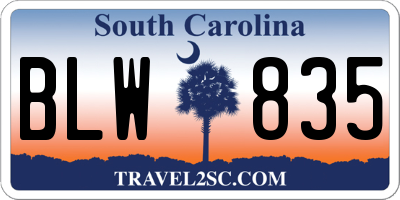 SC license plate BLW835