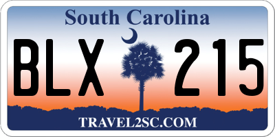SC license plate BLX215