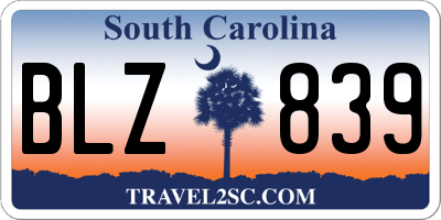 SC license plate BLZ839