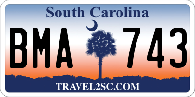 SC license plate BMA743