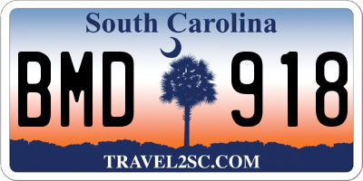 SC license plate BMD918