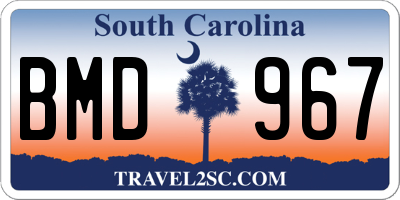 SC license plate BMD967