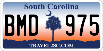 SC license plate BMD975