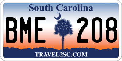 SC license plate BME208