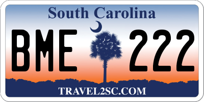 SC license plate BME222