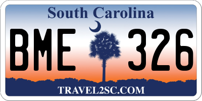 SC license plate BME326