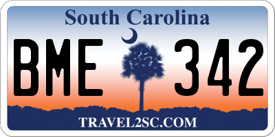 SC license plate BME342