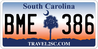 SC license plate BME386