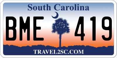 SC license plate BME419