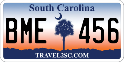 SC license plate BME456