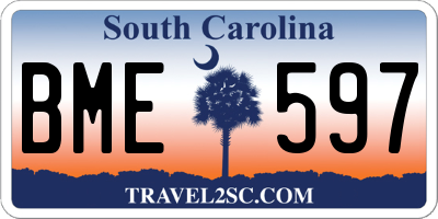 SC license plate BME597