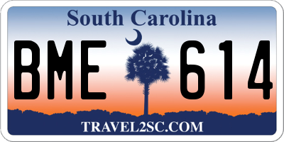 SC license plate BME614
