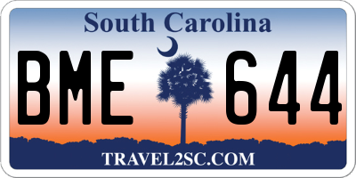 SC license plate BME644