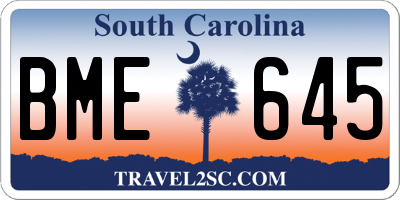 SC license plate BME645